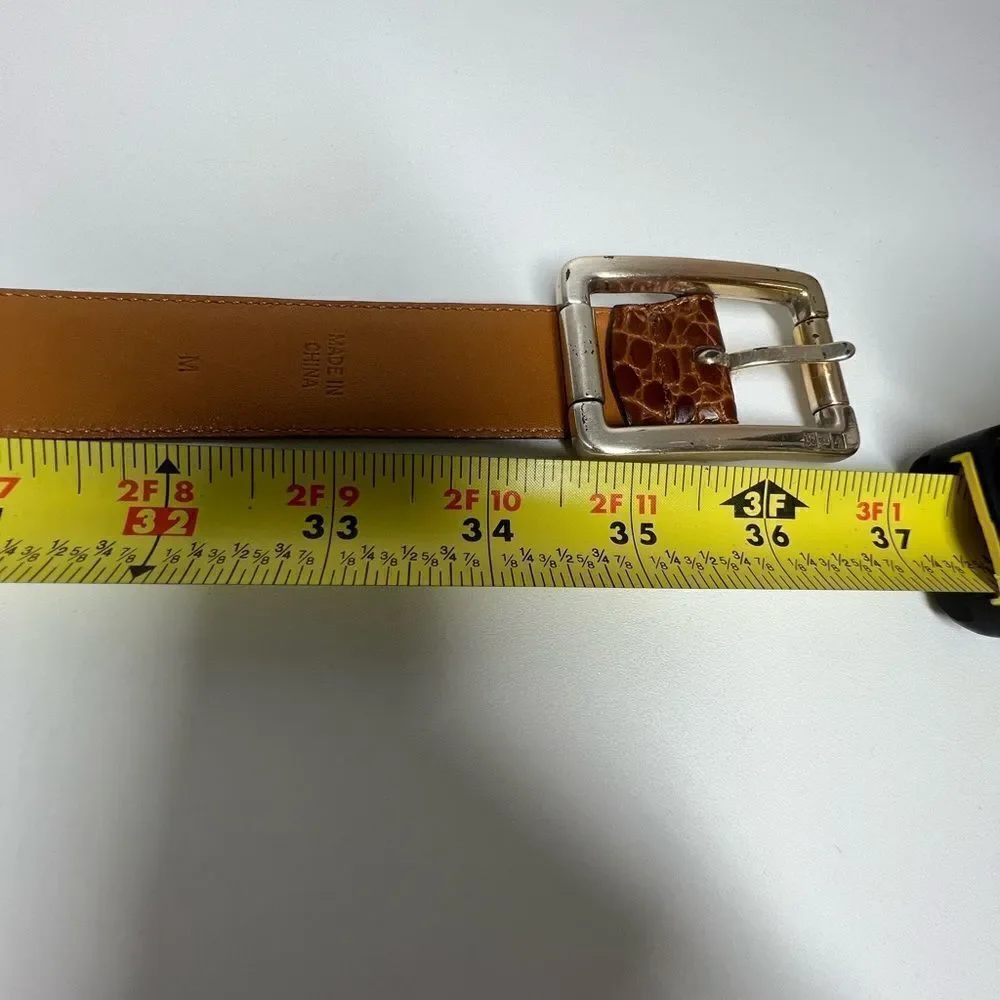 Lauren Ralph Lauren Brown Coqnac Italian Leather Belt Size M Crocodile Print